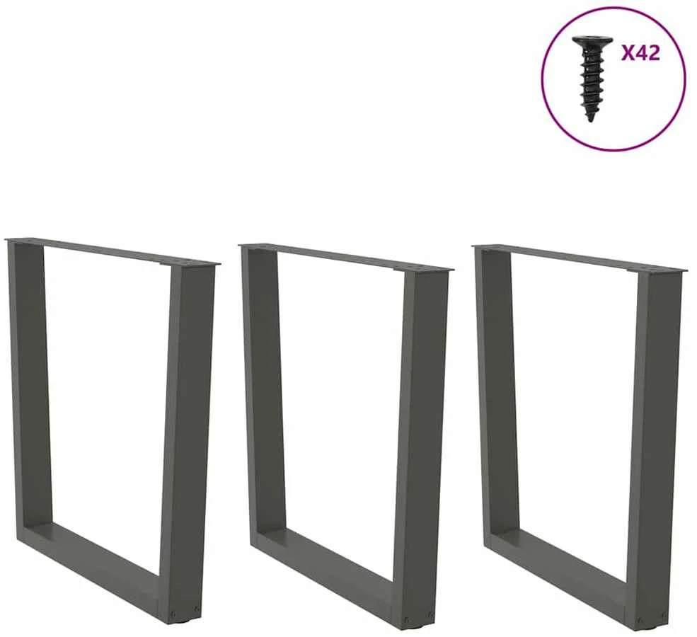 Valgomojo stalo kojos, 3 vnt., antracito spalvos, 80x(72-73,3) cm, plienas, V formos