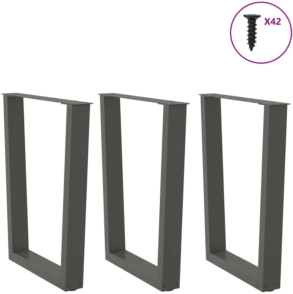 Valgomojo stalo kojos, V formos, 3 vnt., antracito spalvos, 70x(72-73,3) cm, plienas