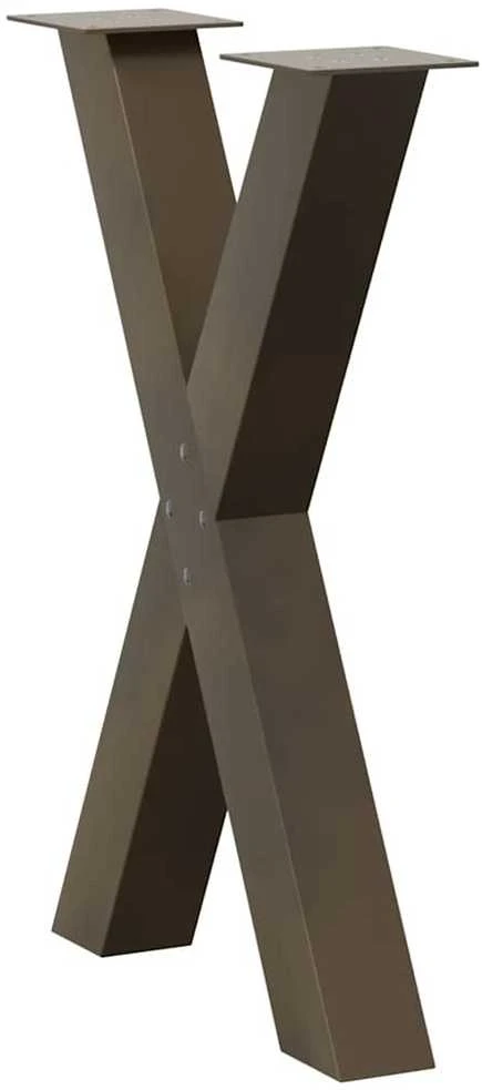 Valgomojo stalo kojos, X formos, 2 vnt., natūralus plienas, 50x(72-73) cm, plienas