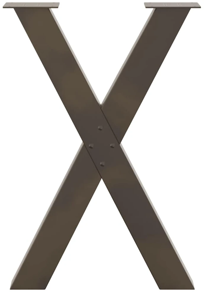 Valgomojo stalo kojos, X formos, 2 vnt., natūralus plienas, 50x(72-73) cm, plienas