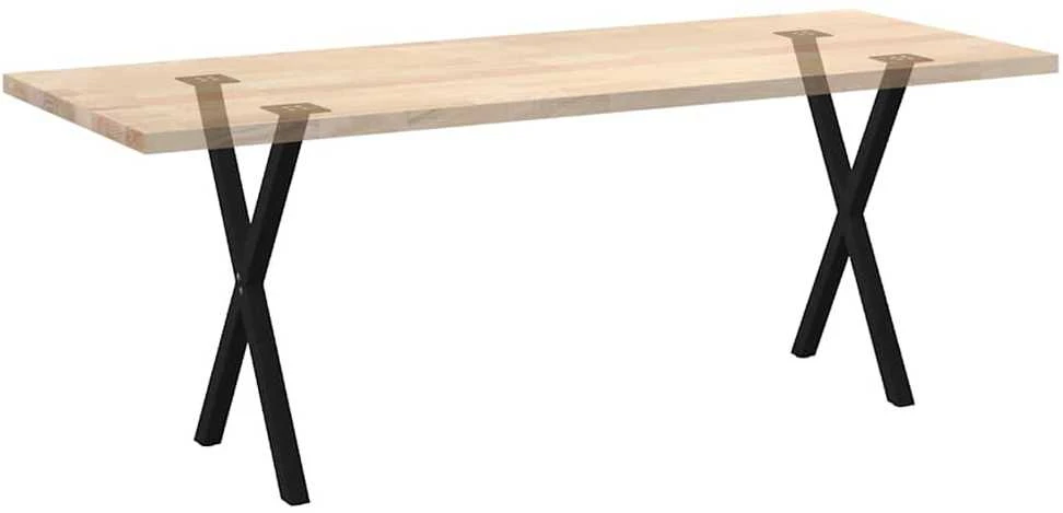 Valgomojo stalo kojelės, X formos, 2 vnt., juoda, 50x(72-73) cm