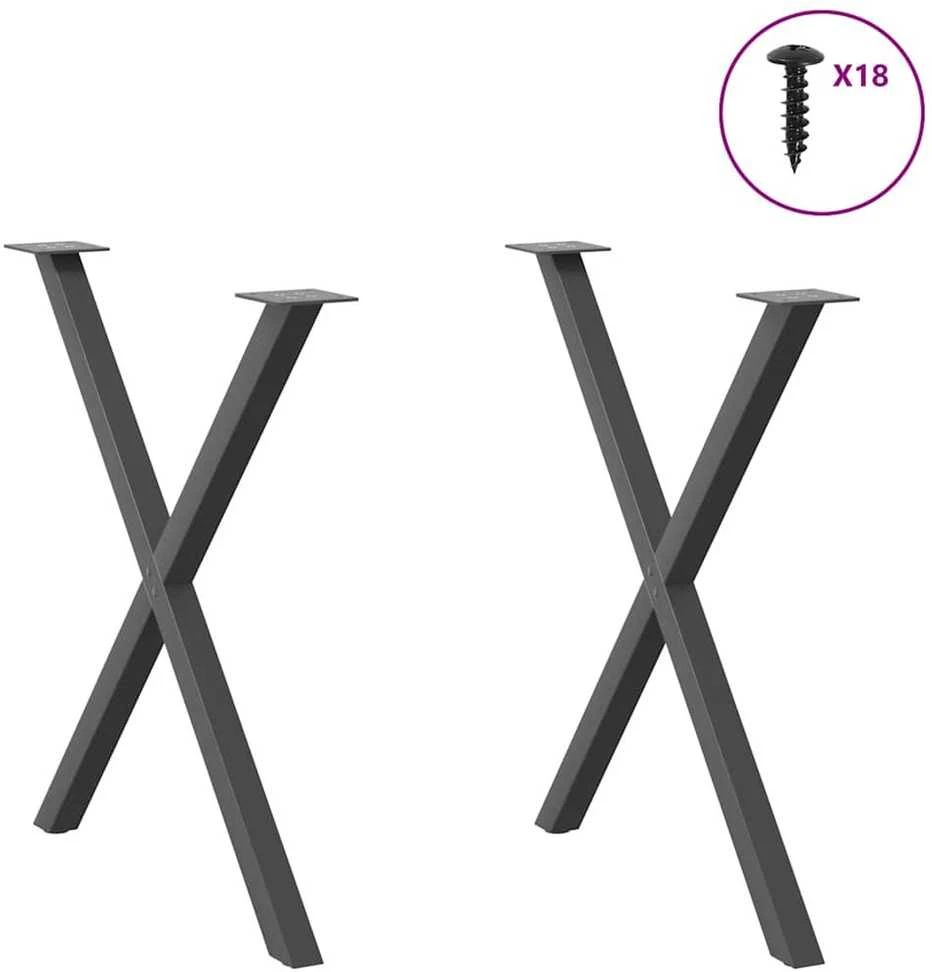 Valgomojo stalo kojos, X formos, 2 vnt., antracito spalvos, 70x(72-73) cm, plienas
