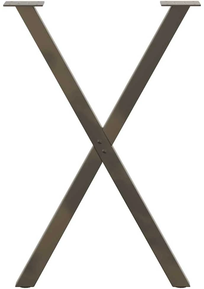 Valgomojo stalo kojos, X formos, 2 vnt., natūralus plienas, 50x(72-73) cm, plienas