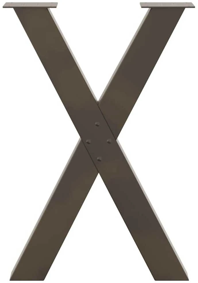 Valgomojo stalo kojos, X formos, 2 vnt., natūralus plienas, 50x(72-73) cm, plienas
