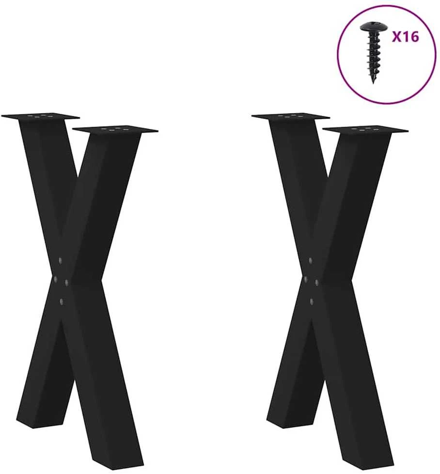 Valgomojo stalo kojos, X formos, 2 vnt., juodos, 60x(72-73) cm, plienas
