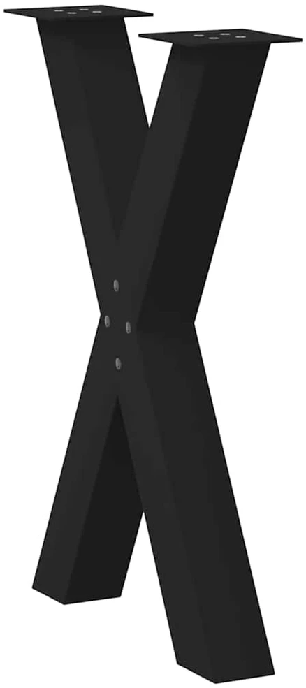Valgomojo stalo kojos, X formos, 2 vnt., juodos, 50x(72-73) cm, plienas