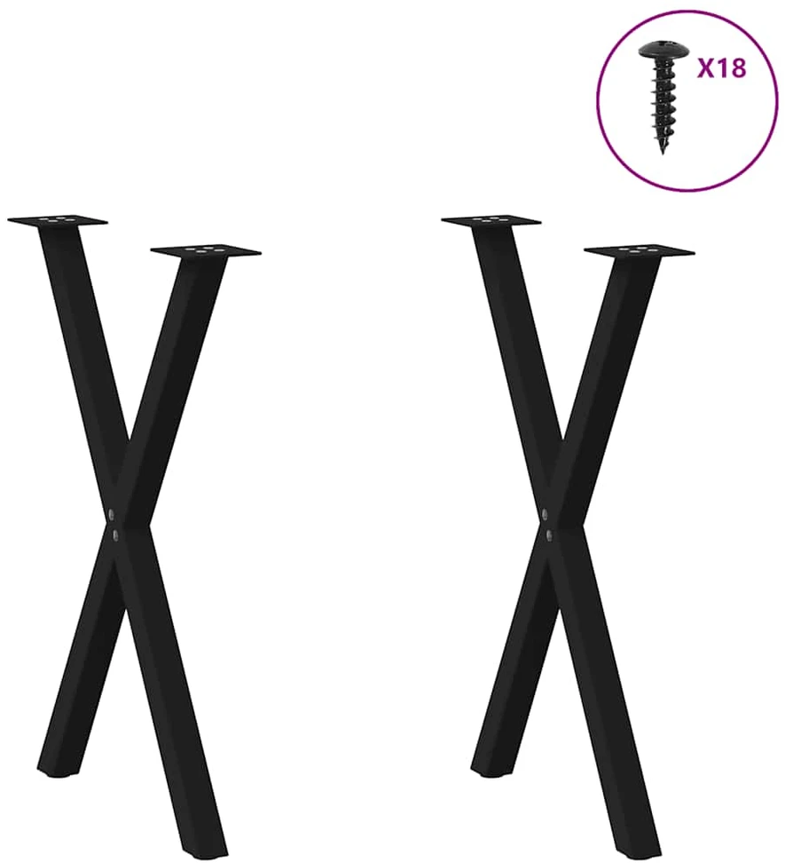 Valgomojo stalo kojos, X formos, 2 vnt., juodos, 57x(72-73) cm, plienas