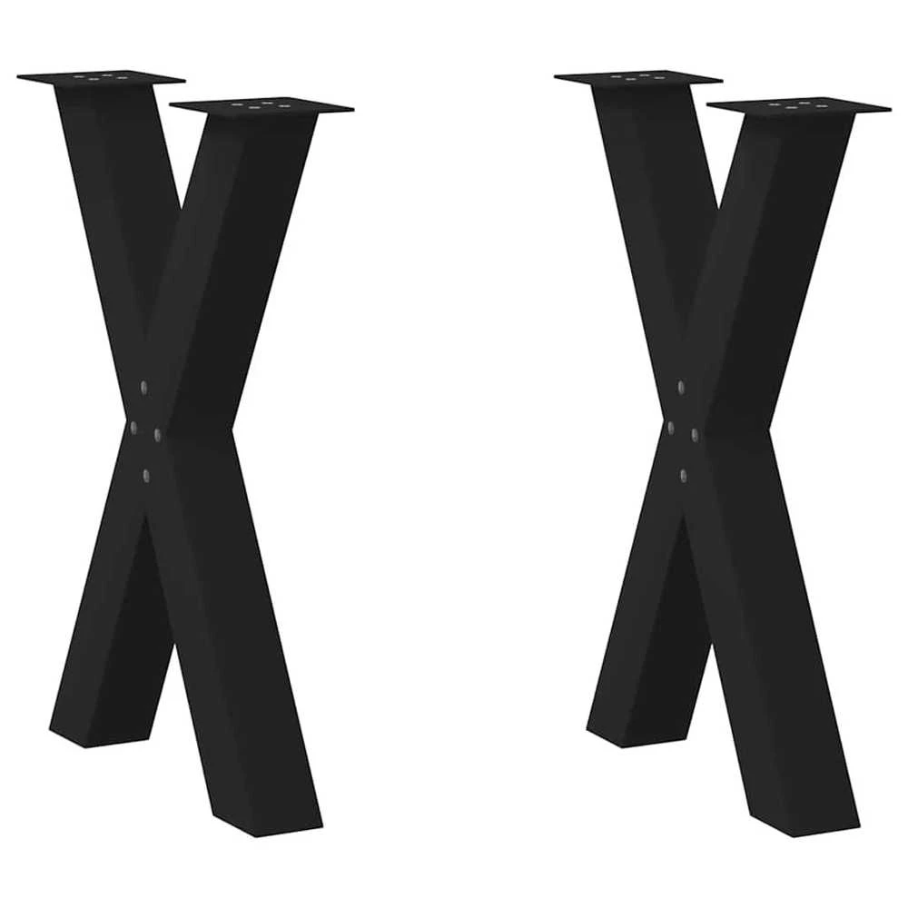 Valgomojo stalo kojos, X formos, 2 vnt., juodos, 60x(72-73) cm, plienas