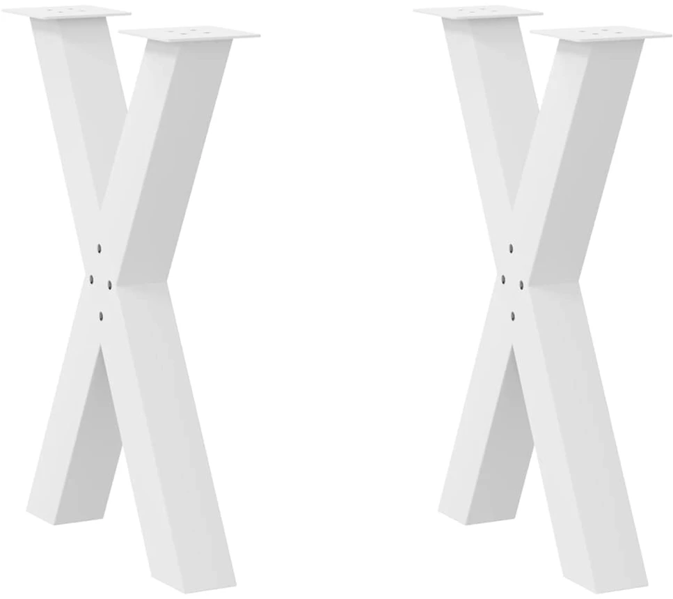 Valgomojo stalo kojos, X formos, 2 vnt., baltos, 50x(72-73) cm, plienas