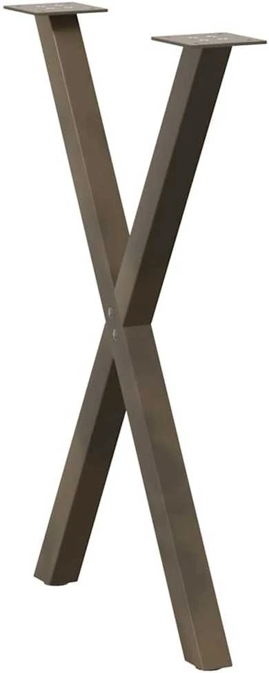 Valgomojo stalo kojos, X formos, 2 vnt., natūralus plienas, 57x(72-73) cm, plienas