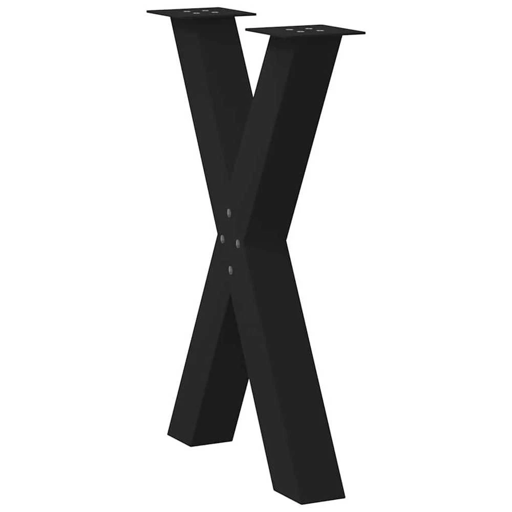 Valgomojo stalo kojos, X formos, 2 vnt., juodos, 50x(72-73) cm, plienas