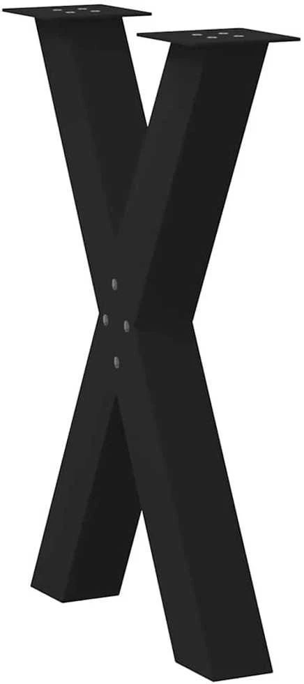 Valgomojo stalo kojos, X formos, 2 vnt., juodos, 60x(72-73) cm, plienas
