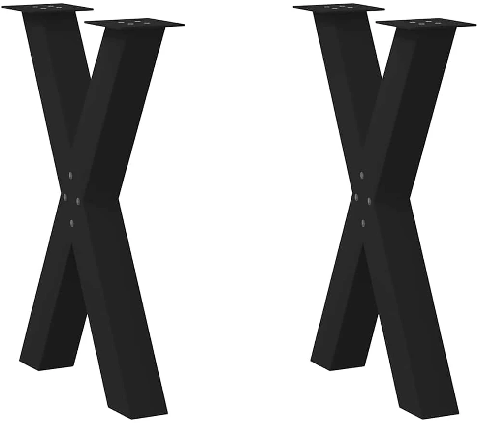 Valgomojo stalo kojos, X formos, 2 vnt., juodos, 50x(72-73) cm, plienas