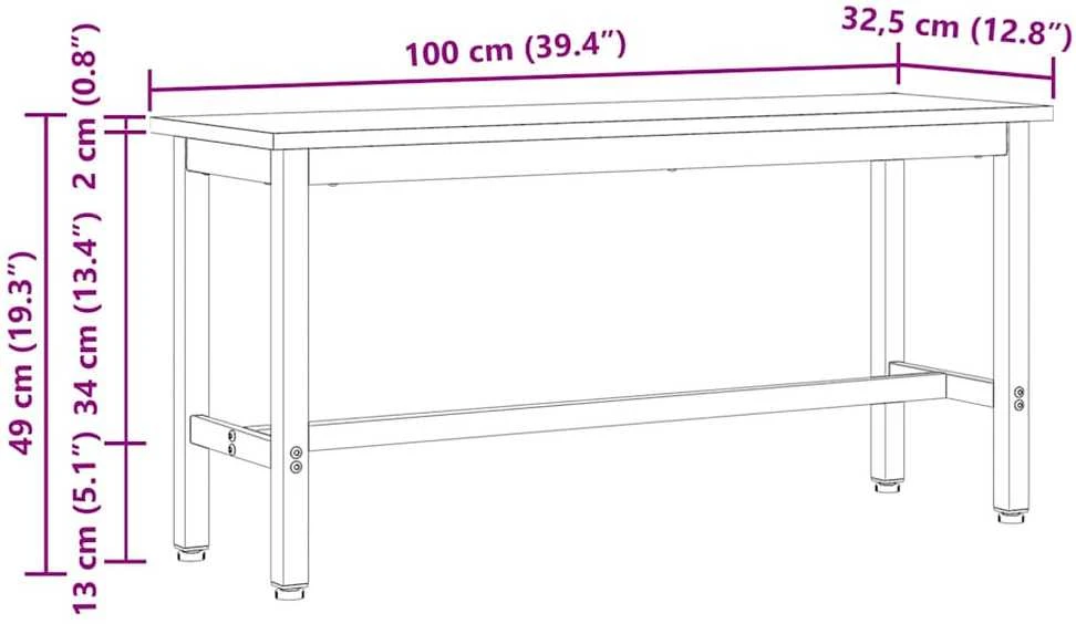 Valgomojo suolas 100 x 32,5 x 49 cm 2 vnt.