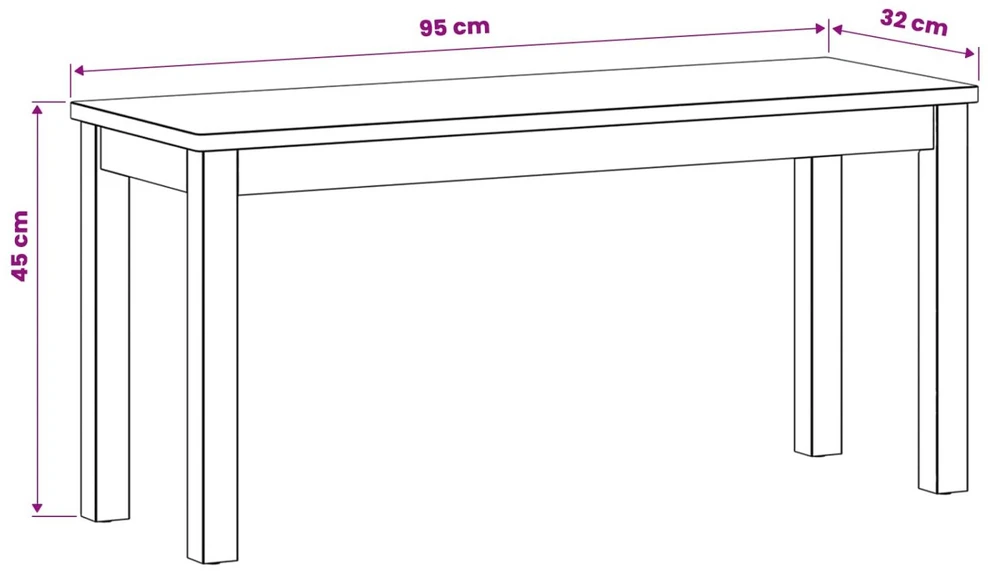 Valgomojo suolas 95 x 32 x 45 cm Kietas ąžuolo medis Natūrali