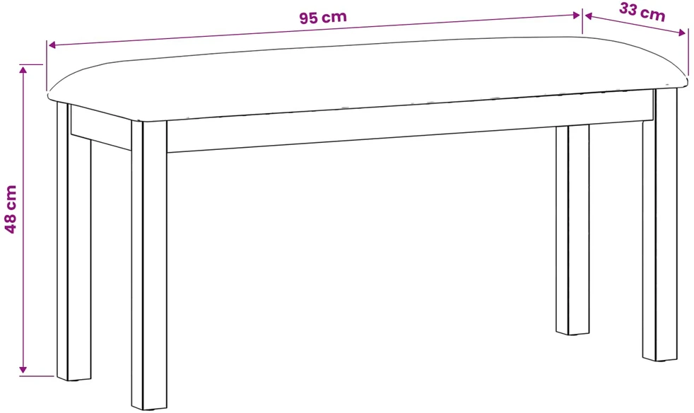 Valgomojo suolas 95 x 32 x 45 cm Kietas ąžuolo medis Juoda