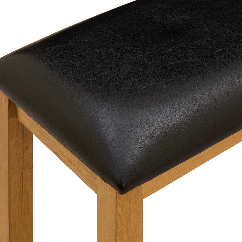 Valgomojo suolas 95 x 32 x 45 cm Kietas ąžuolo medis Juoda