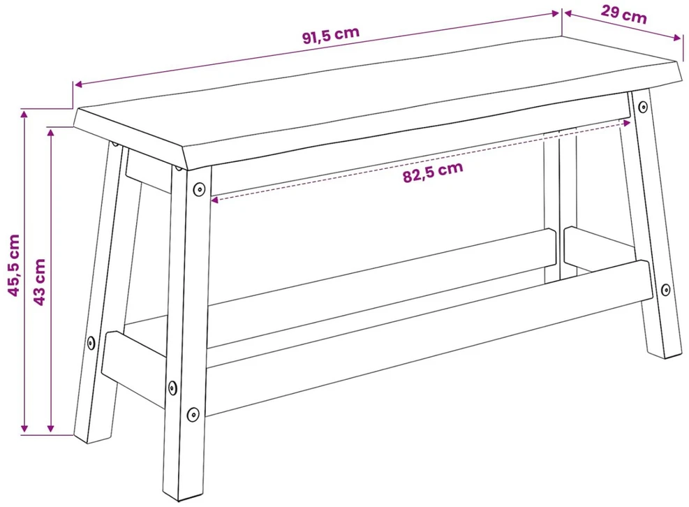 Valgomojo suolas EKAI Juoda 91,5 x 29 x 45,5 cm