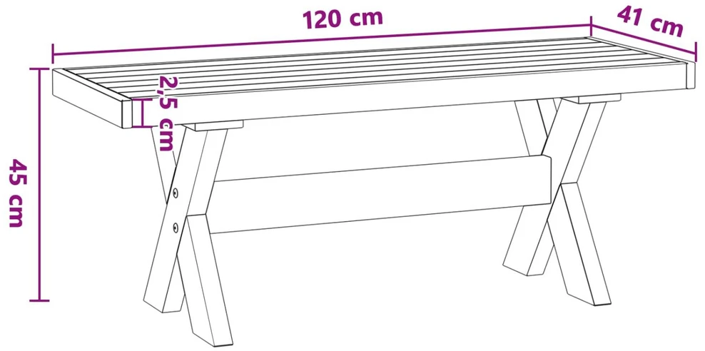 Valgomojo suolas NOAIN 120 x 41 x 45 cm Tvirtas pušies medis