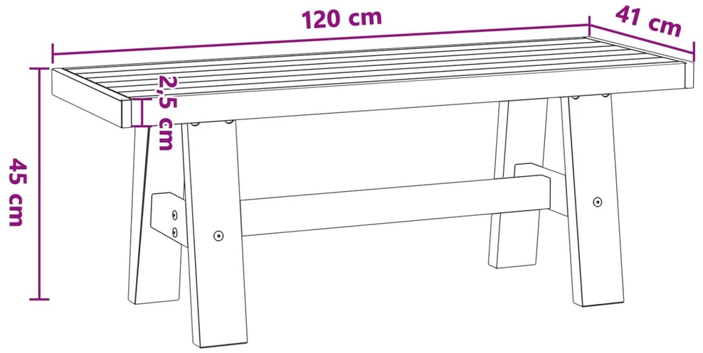 Valgomojo suolas NOAIN 120 x 41 x 45 cm Tvirtas pušies medis