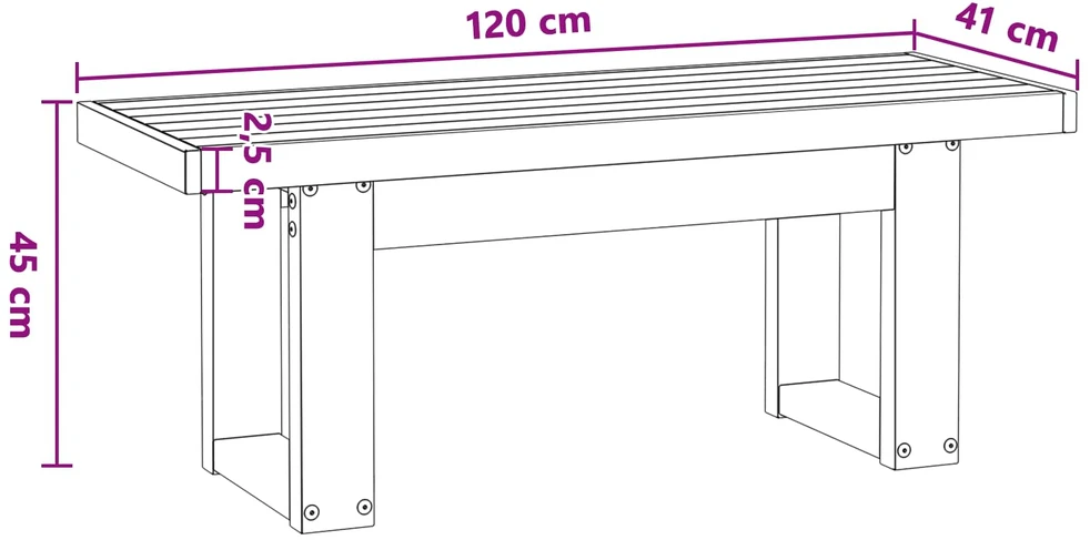 Valgomojo suolas NOAIN 120 x 41 x 45 cm Tvirtas pušies medis