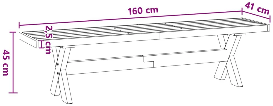 Valgomojo suolas NOAIN 160 x 41 x 45 cm Tvirtas pušies medis