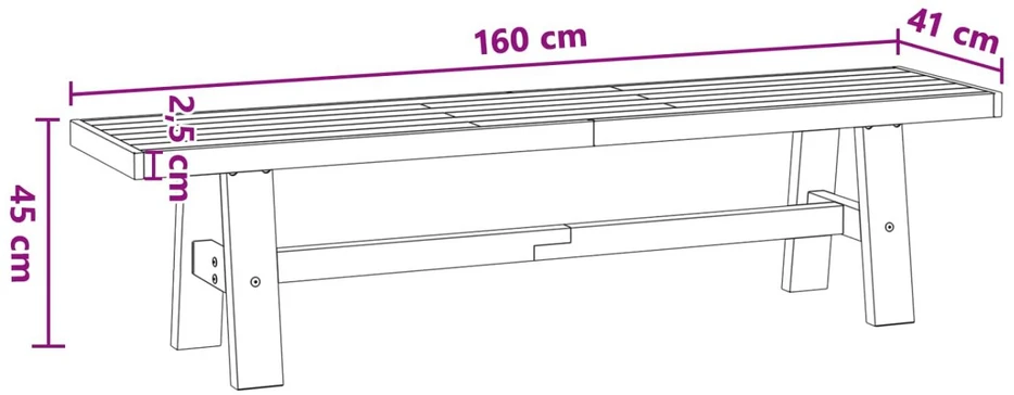 Valgomojo suolas NOAIN 160 x 41 x 45 cm Tvirtas pušies medis