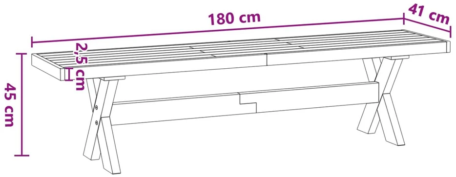 Valgomojo suolas NOAIN 180 x 41 x 45 cm Tvirtas pušies medis