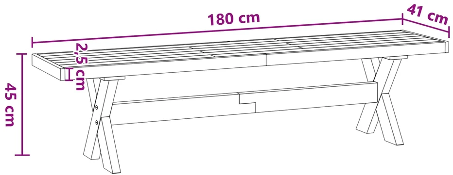 Valgomojo suolas NOAIN 180 x 41 x 45 cm Tvirtas pušies medis