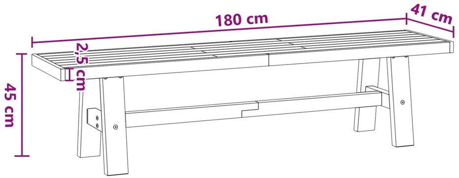 Valgomojo suolas NOAIN 180 x 41 x 45 cm Tvirtas pušies medis