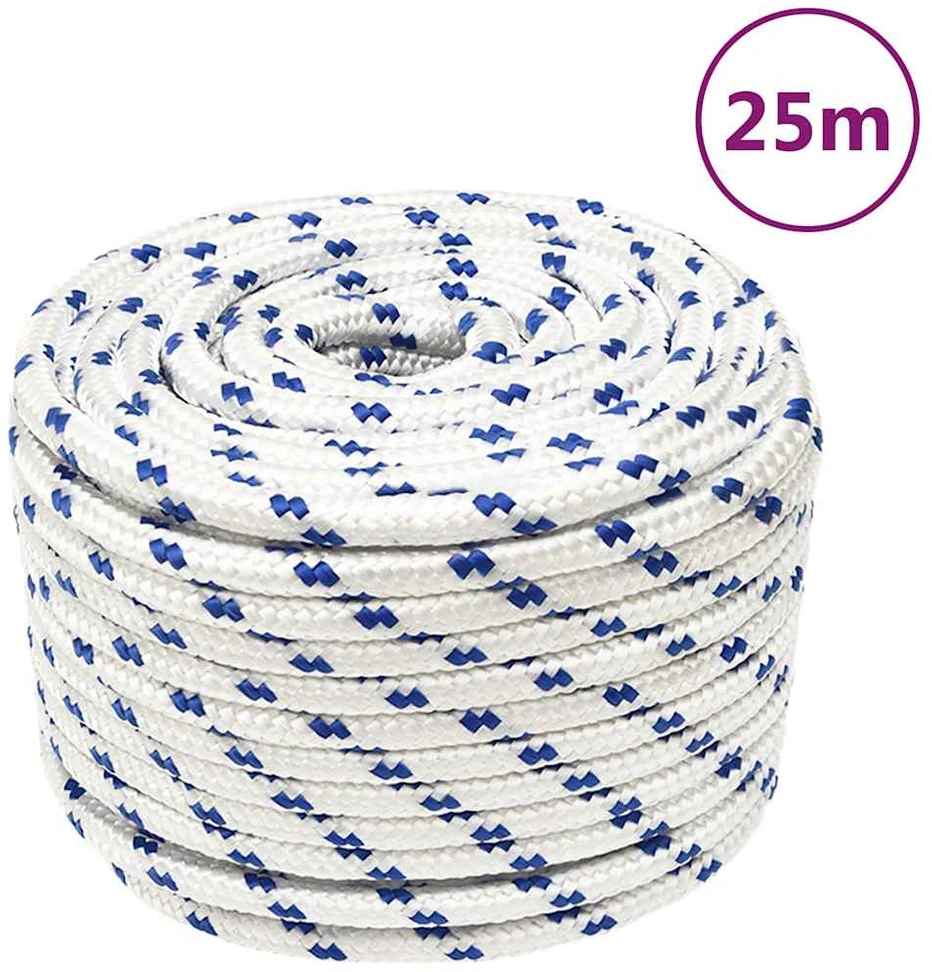 Valties virvė, baltos spalvos, 12mm, 25m, polipropilenas
