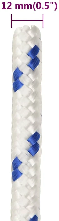 Valties virvė, baltos spalvos, 12mm, 25m, polipropilenas