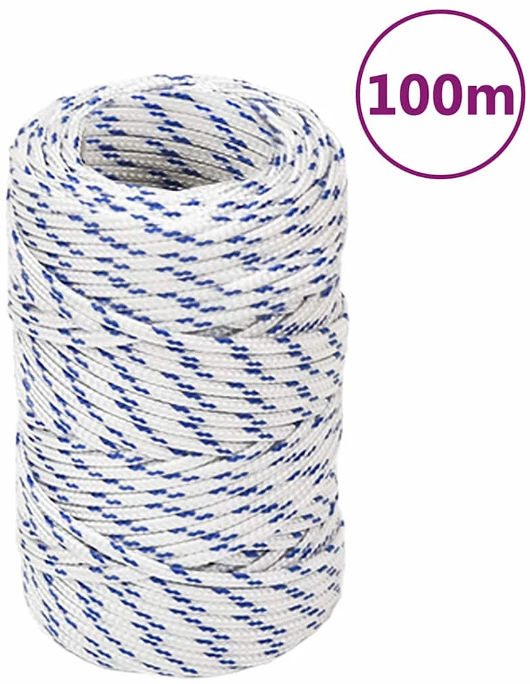 Valties virvė, baltos spalvos, 2mm, 100m, polipropilenas
