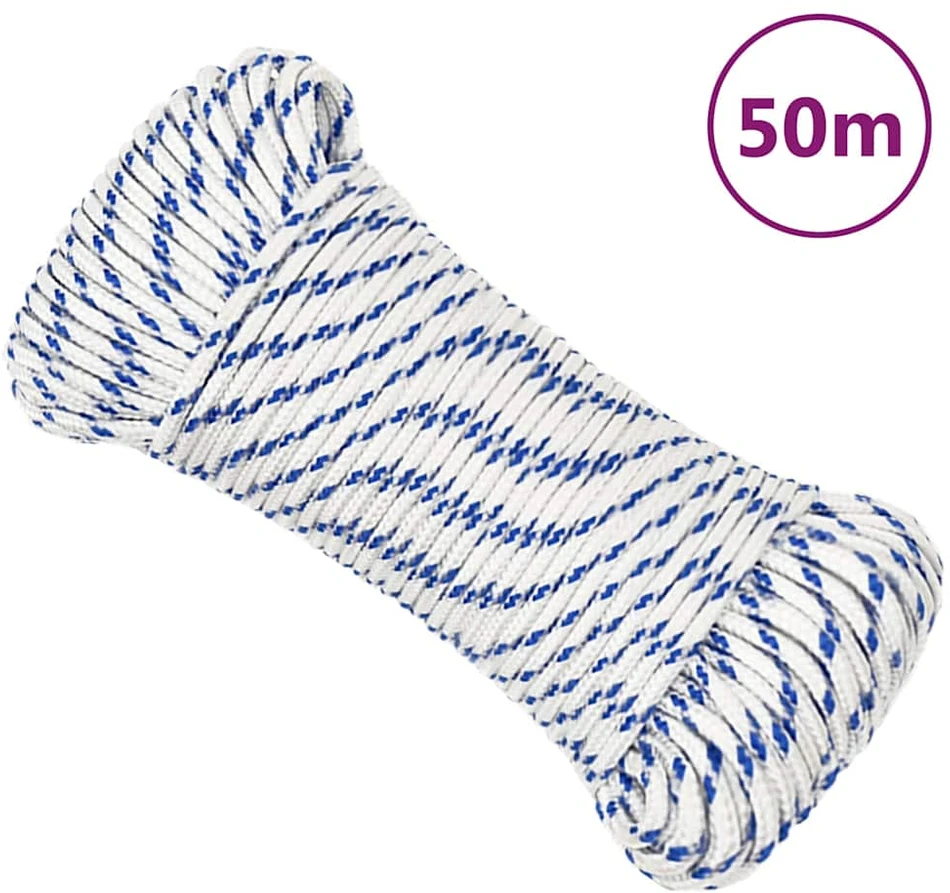 Valties virvė, baltos spalvos, 3mm, 50m, polipropilenas