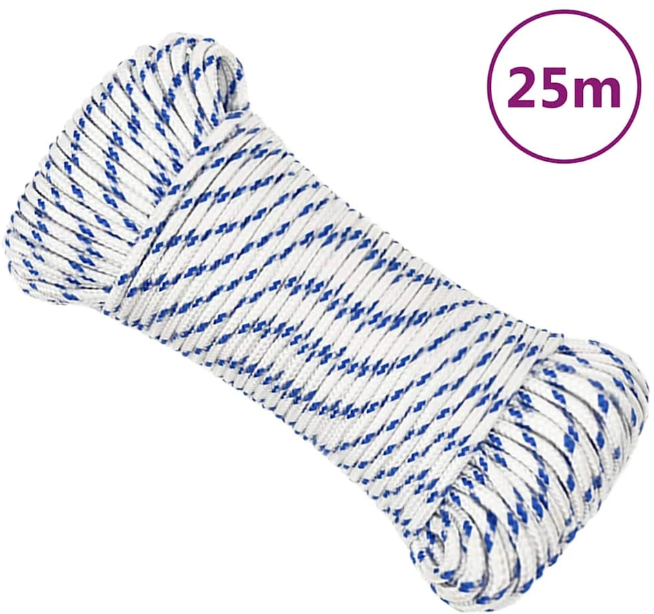 Valties virvė, baltos spalvos, 5mm, 25m, polipropilenas
