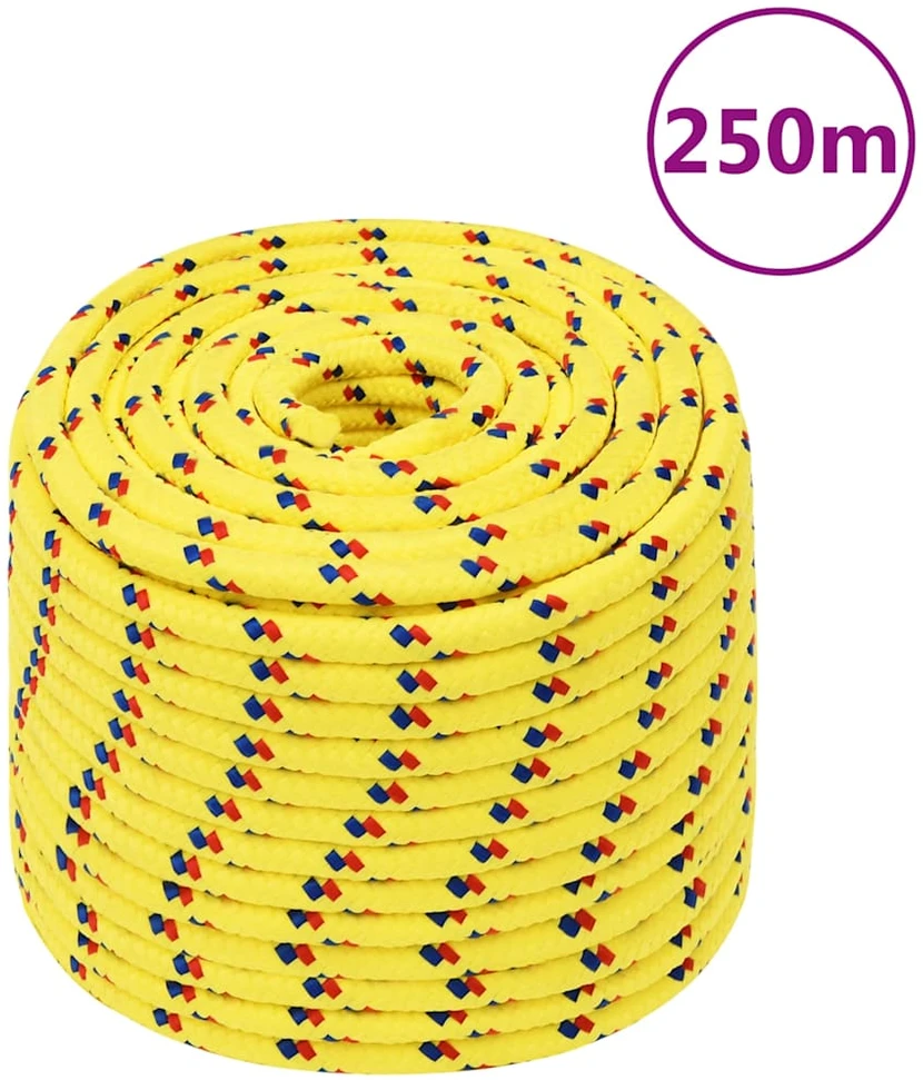 Valties virvė, geltonos spalvos, 14mm, 250m, polipropilenas