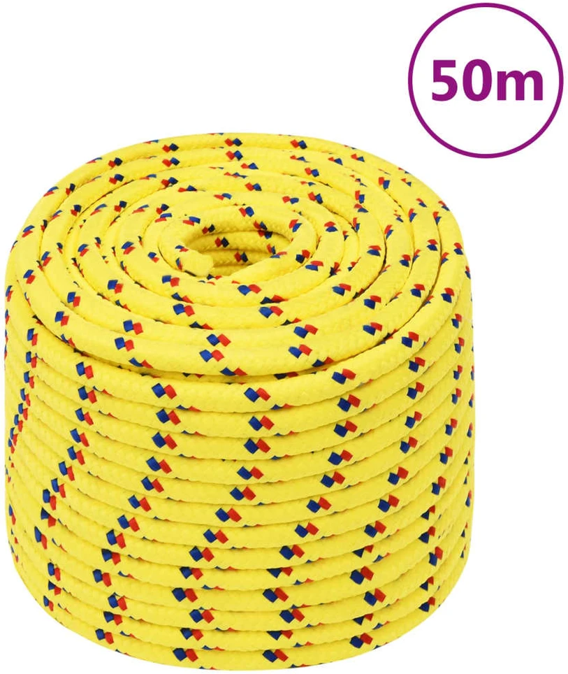 Valties virvė, geltonos spalvos, 14mm, 50m, polipropilenas