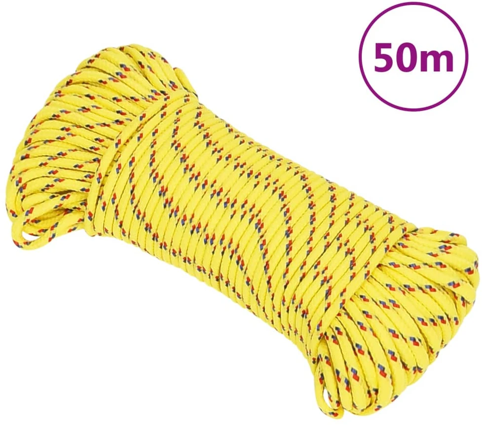 Valties virvė, geltonos spalvos, 5mm, 50m, polipropilenas