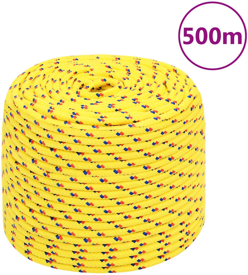 Valties virvė, geltonos spalvos, 8mm, 500m, polipropilenas