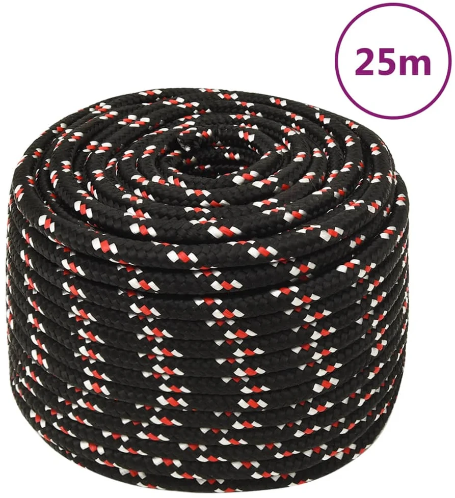 Valties virvė, juodos spalvos, 12mm, 25m, polipropilenas