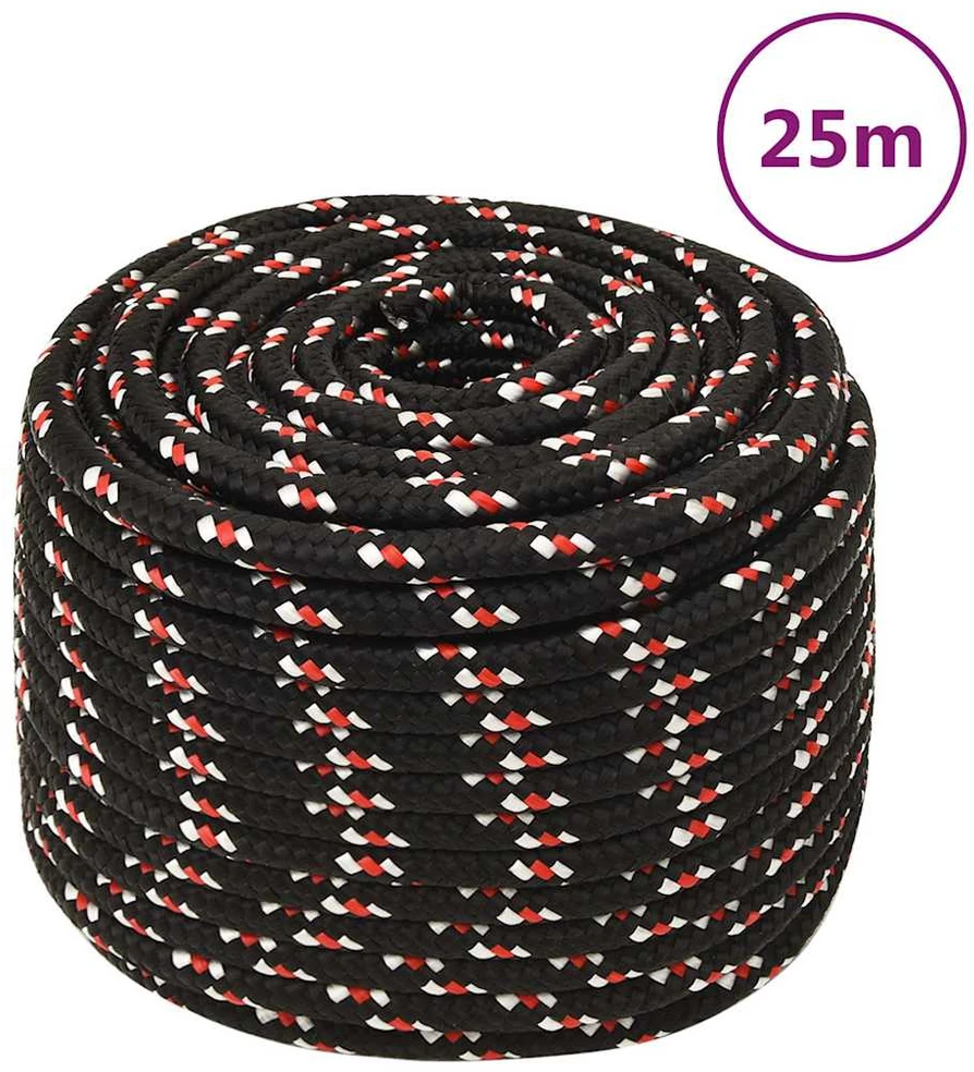Valties virvė, juodos spalvos, 14mm, 25m, polipropilenas