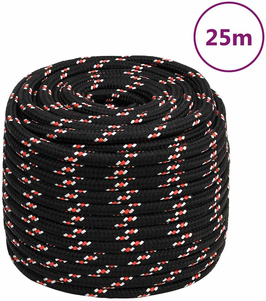 Valties virvė, juodos spalvos, 18mm, 25m, polipropilenas