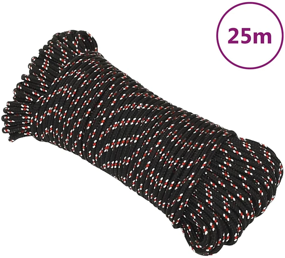 Valties virvė, juodos spalvos, 4mm, 25m, polipropilenas