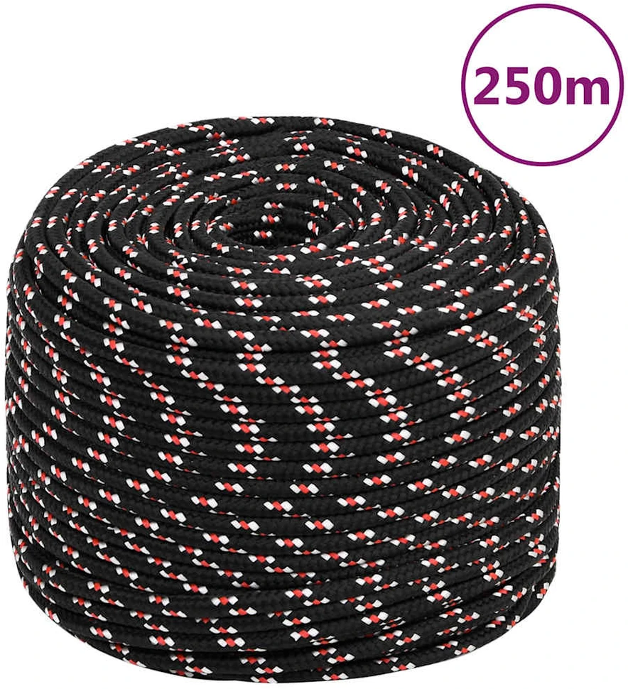 Valties virvė, juodos spalvos, 6mm, 250m, polipropilenas
