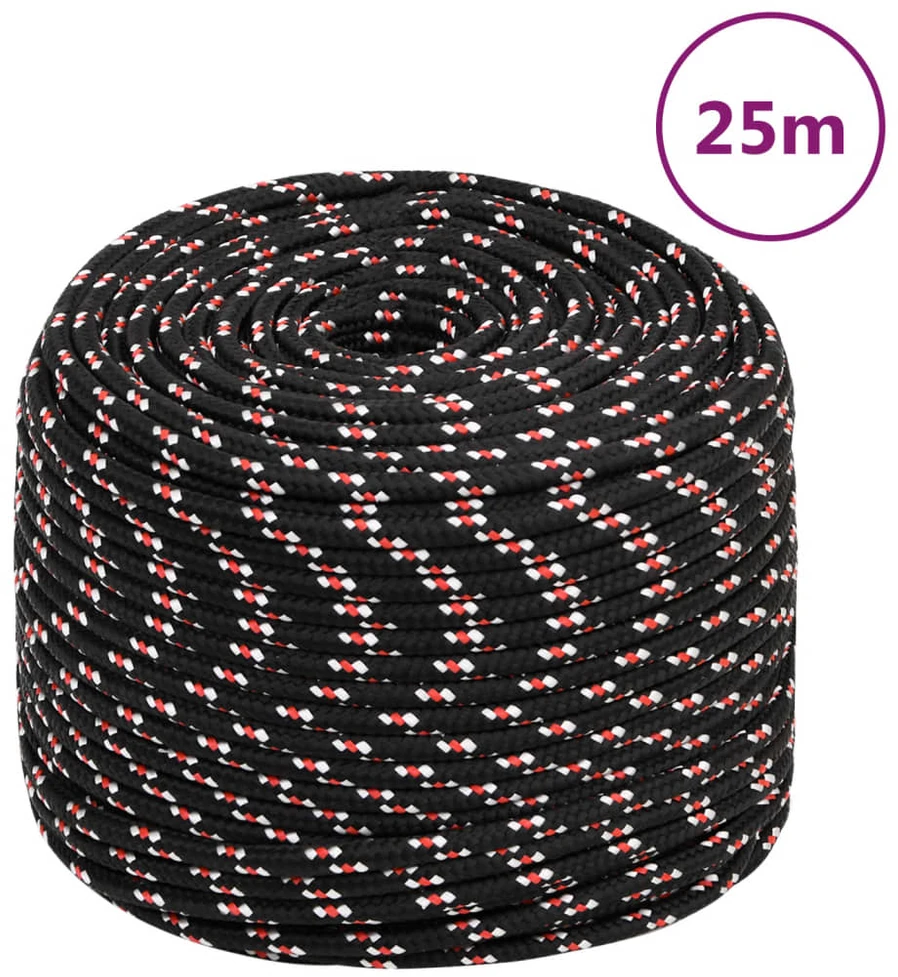 Valties virvė, juodos spalvos, 8mm, 25m, polipropilenas