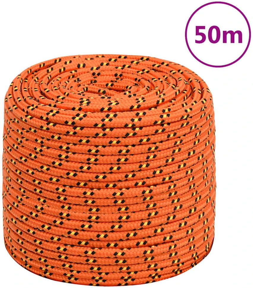 Valties virvė, oranžinės spalvos, 10mm, 50m, polipropilenas