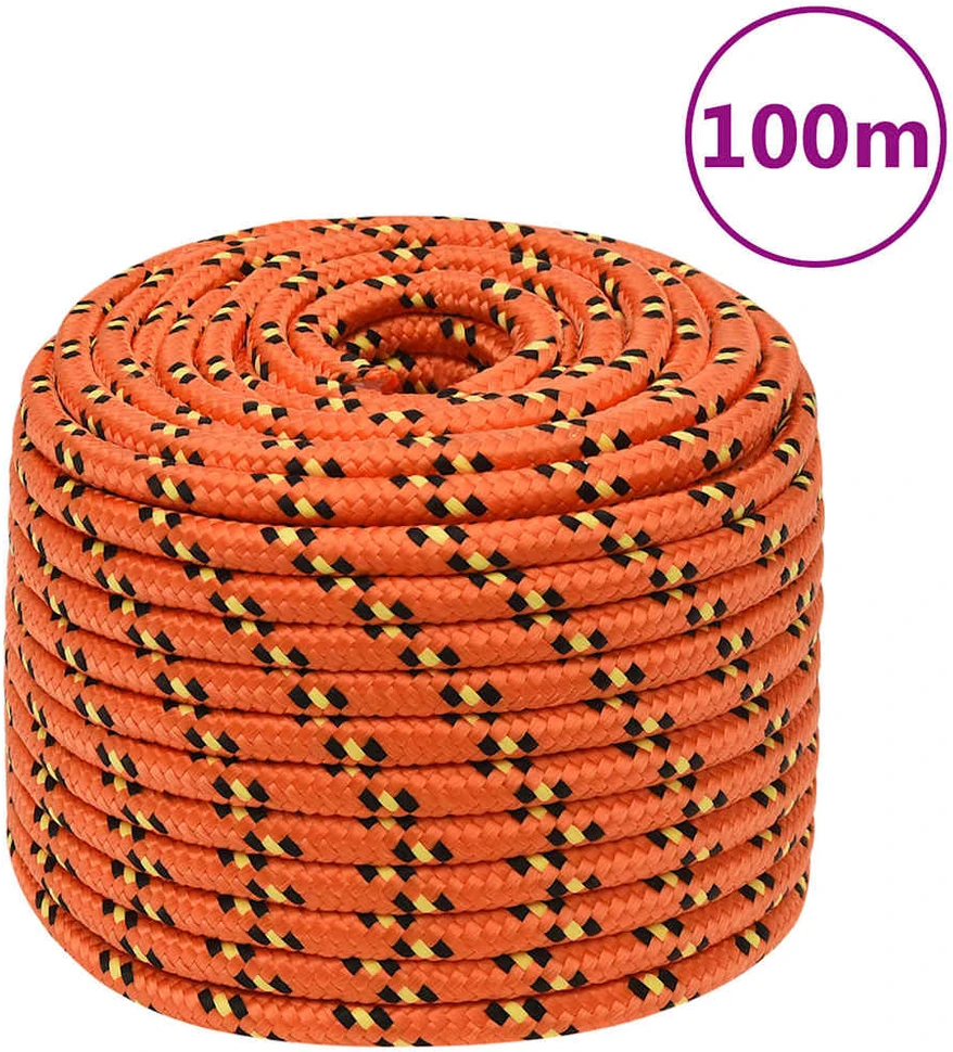 Valties virvė, oranžinės spalvos, 12mm, 100m, polipropilenas