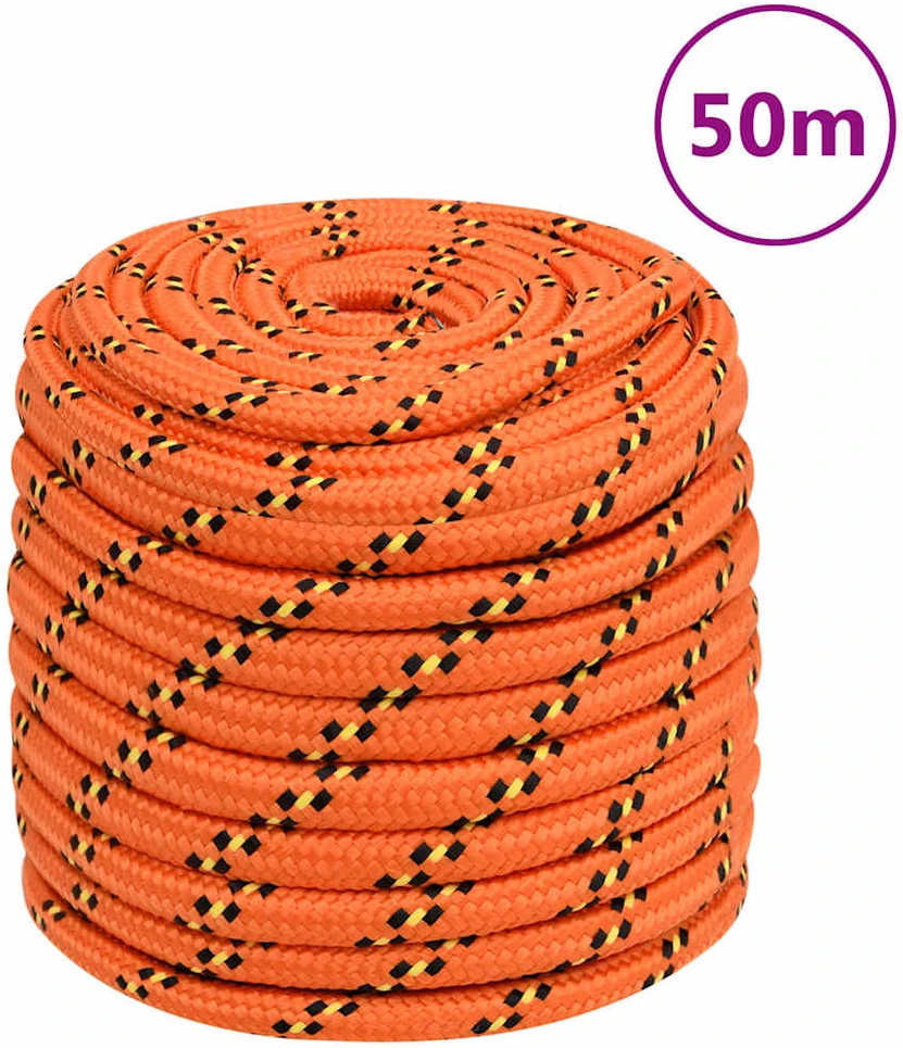 Valties virvė, oranžinės spalvos, 18mm, 50m, polipropilenas