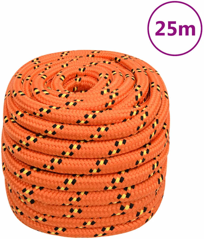 Valties virvė, oranžinės spalvos, 20mm, 25m, polipropilenas