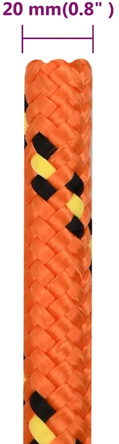 Valties virvė, oranžinės spalvos, 20mm, 25m, polipropilenas